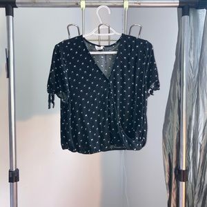 Black Casual Blouse Top